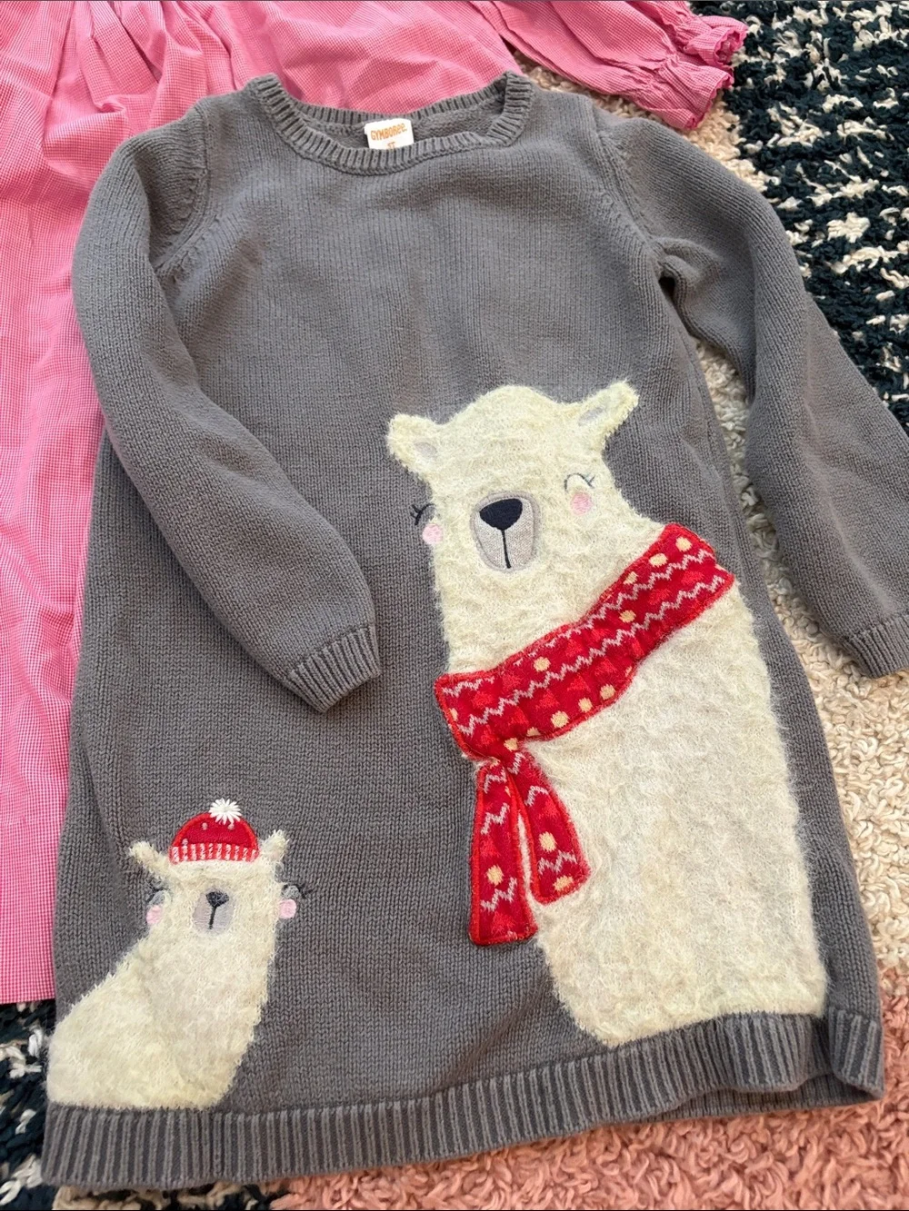 Girls Snowman Smocked Dress & Gray Polar Bear Sweater Dress Set
